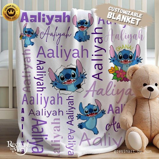 Discover Stitch Blanket  Soft Cozy Disney Throw Blanket, Lilo & Stitch Gift for Kids, Teens and Adults, Cute Cartoon Fleece Bed and Sofa Decor
