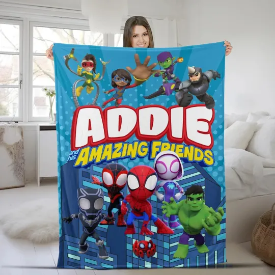 Discover Personalized Spidey and His Amazing Friends Fleece Blanket