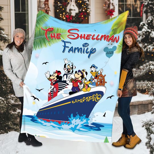 Custom Disney Characters Cruise Blanket, Mickey & Friends Stitch Disney Cruise Line Blanket