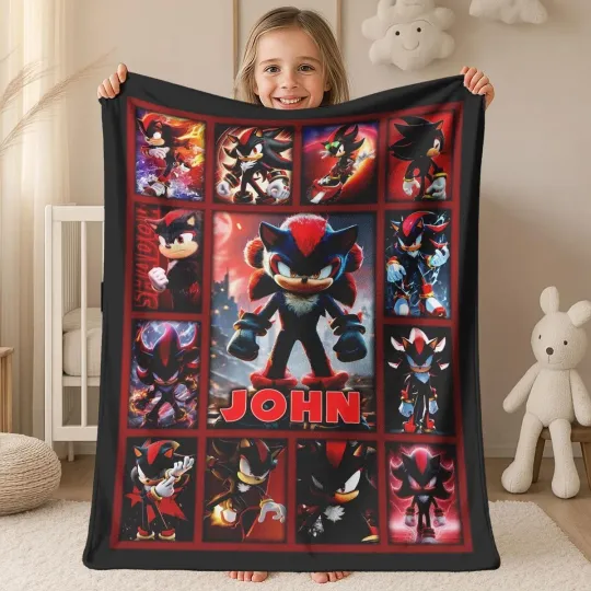 Blue Hedgehog Fleece Blanket for Anime and Video Game Fans