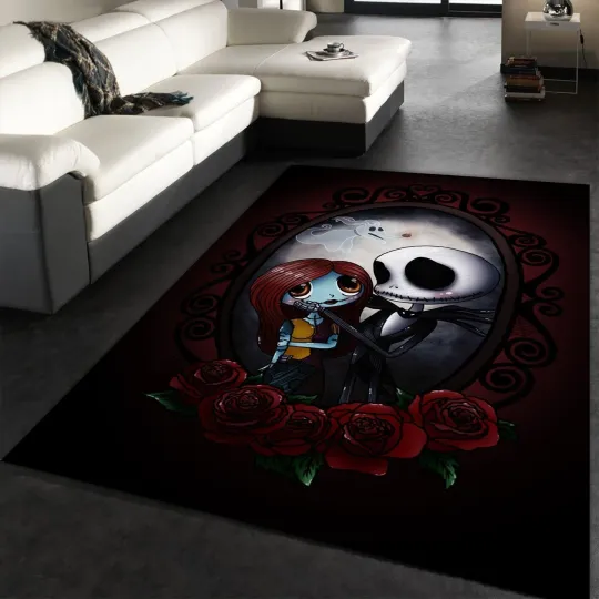 Discover Cute Jack Skellington And Sally Rug All Over Print Logo Custom Area Rug Carpet
