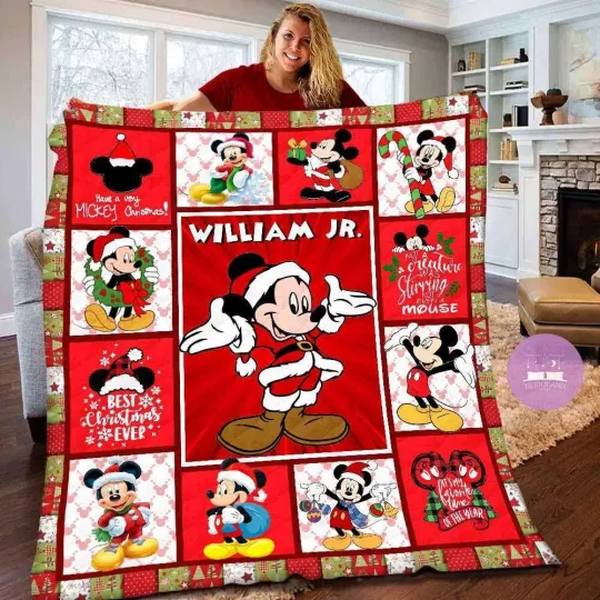Discover Personalized Mickey Mouse Christmas Fleece Blanket – Blanket Home Decor Gift