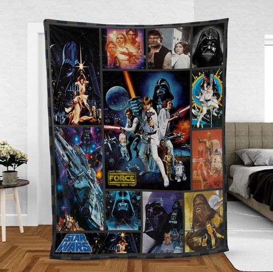 Discover Stars Wars PREMIUM Fleece Blanket, Vtg Movie Anniversary Blanket, Darth Vader Mink Sherpa Blanket, Gift for Fan