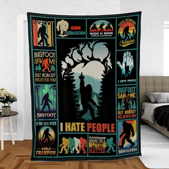 Discover Bigfoot Fleece Blanket, Sasquatch Blanket Mink Sherpa, Bigfoot Gift, Bigfoot Lover Blanket, Gift for Fans