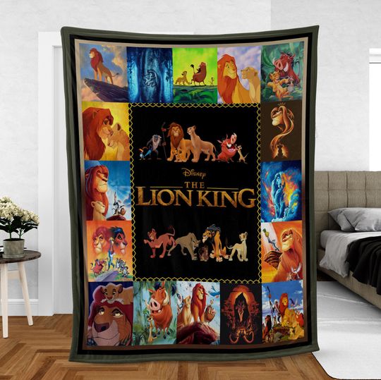 Lion King PREMIUM Fleece Blanket, Animal Kingdom Blanket Mink Sherpa, Lion Movie Characters Blanket, Christmas Gift