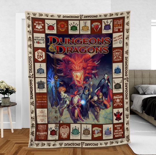 DND Fleece Blanket, Dungeons and Dragons Fleece Blanket, Game Lovers Blanket Mink Sherpa, Gift for Fan