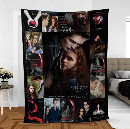 Discover Twilight Fleece Blanket, Edward And Bella Team Fleece Blanket, Twilight Sage Film Series Blanket, Gift for Fan