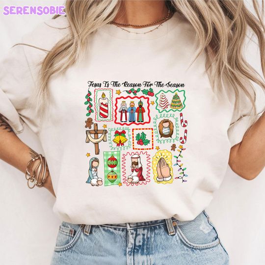 Discover Jesus Is The Reason For The Season Shirt, Christmas Christian Gift, Christmas Jesus Quotes, Religious Christian Christmas Faith Shirt