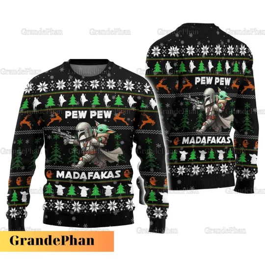 Christmas Mandalorian Grogu 3D Ugly Sweater Star Wars Disney