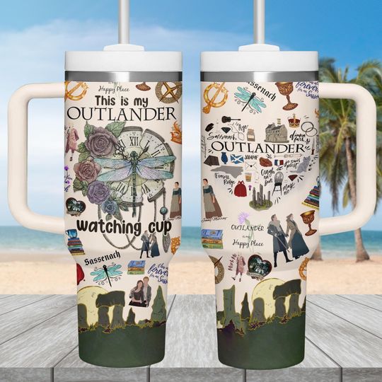 Discover Outlander Series 40oz Tumbler, Highlander Fan Tumbler Cup, Claire And Jamie Stainless Tumbler, Romantic Fantasy TV Drinkware Tumbler