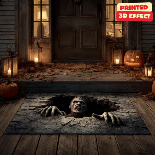 Discover Monster Crack 3D Doormat, Halloween Welcome Mat, 3D Monster Halloween Doormat, Spooky Welcome Mat, Printed 3D Effect Monster Door Mat