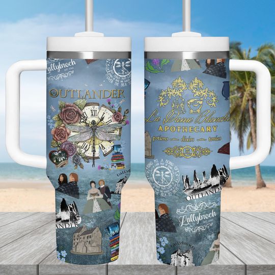 Discover Outlander 40oz Tumbler with Handle, Sassenach Fan Tumbler, Scottish Romance Drinkware Tumbler, Time Travel TV Show Tumbler