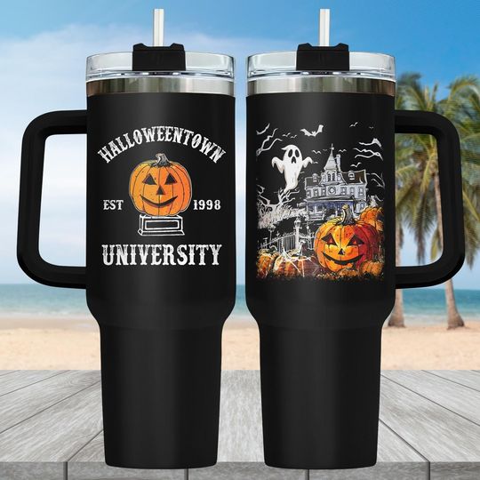 Halloweentown 40oz Tumbler with Handle, Disney Halloween Movie, Spooky Season Tumbler, Witchy Fan Gift, Halloweentown University Tumbler