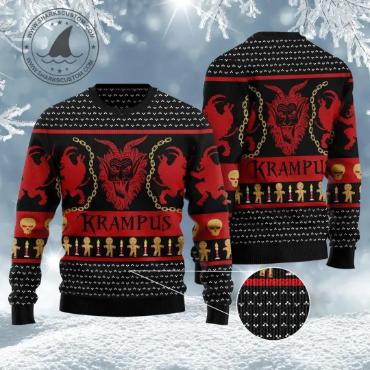 Discover Krampus Christmas Sweater, Gothic Ugly Xmas Sweater