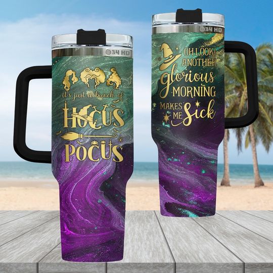 Hocus Pocus 40oz Tumbler with Handle, Sanderson Sisters Halloween Drinkware