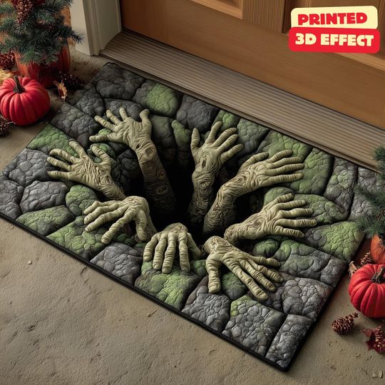 Discover Skeleton Bridge 3D Doormat, Halloween Welcome Mat,Spooky Welcome Mat, Printed 3D Skeleton Door Mat, 3D Skeleton Halloween Doormat Printed 3D