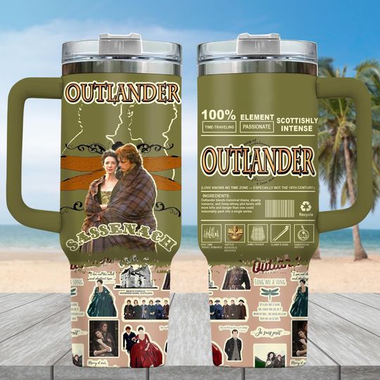 Discover Outlander 40oz Tumbler with Handle, Scottish Highland Drinkware for Fans, Time Travel Romance Stainless Steel Tumbler