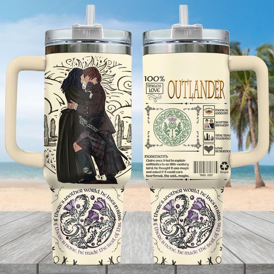 Discover Outlander 40 oz Tumbler with Handle, Sassenach Fan Stainless Steel Travel Tumbler