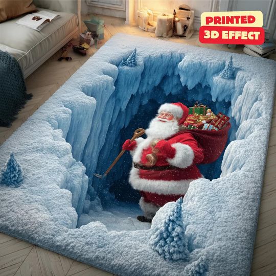 Santa Claus Christmas 3D Printed Area Rug, Christmas Rug, Christmas Decor Christmas Welcome Door Mat Winter Home Decor Christmas Decoration