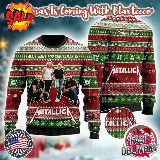Discover NEW!! Metallica Band Members Holiday All I Want For Christmas Is Me Ugly Sweater