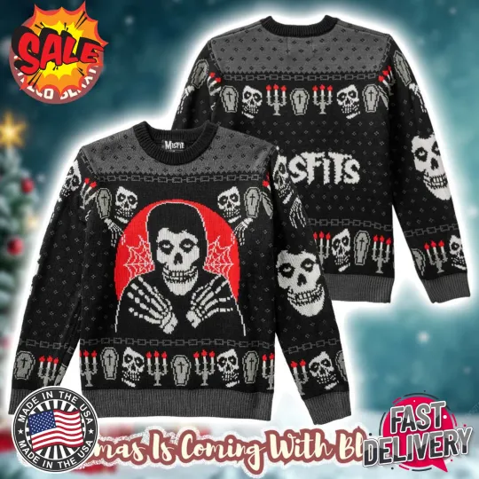 Misfits Crimson Ghost The Fiend Holiday 2025 Knitted Ugly Sweater