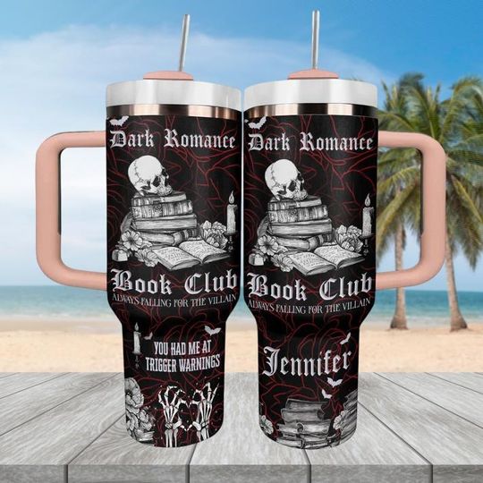 Personalized Romance Book Club 40oz 40 oz Tumbler with Handle, Bookish Stainless Tumbler, Bookish Cup, Book Club Drinkware Tumbler
