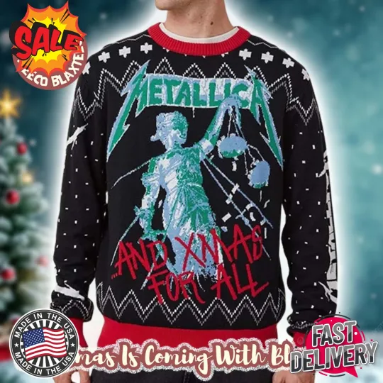 Discover NEW!! Metallica And Xmas For All And Justice For All Holiday Gifts Ugly Sweater