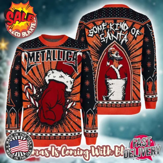 Discover NEW!! Metallica Some Kind Of Santa St Anger Xmas Style Candy Crane Ugly Sweater
