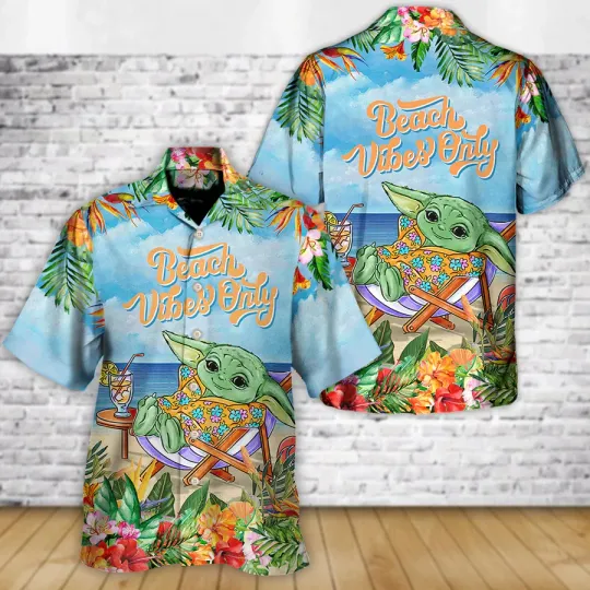 Discover Disney Star Wars Cartoon Baby Yoda Beach Vibes Hawaiian Shirt Summer Aloha