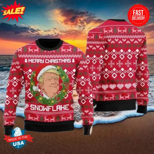 Discover Merry Christmas Snowflake Donald Trump Ugly Christmas Sweater