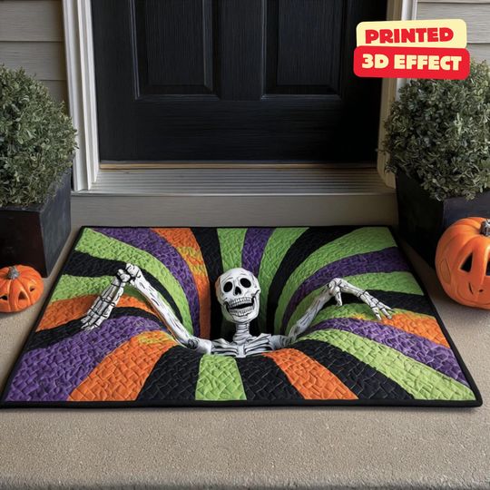 Discover Halloween Skeleton Snare 3D Printed Doormat, Halloween Skeleton Welcome Mat, Skeleton Indoor Doormat, Custom Doormat, Halloween Home Decor