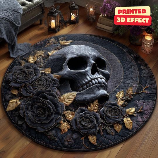 Halloween Skeleton Snare 3D Printed Rug, Halloween Skeleton Welcome Mat, Skeleton Indoor Rug Decor, Halloween Fall Home Decor,Halloween Gift