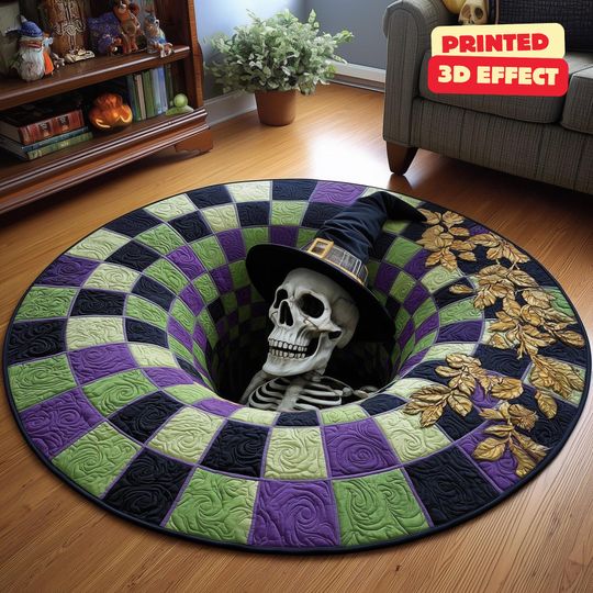 Discover Halloween Skeleton Snare 3D Printed Rug, Halloween Skeleton Welcome Mat, Skeleton Indoor Rug Decor, Halloween Fall Home Decor,Halloween Gift