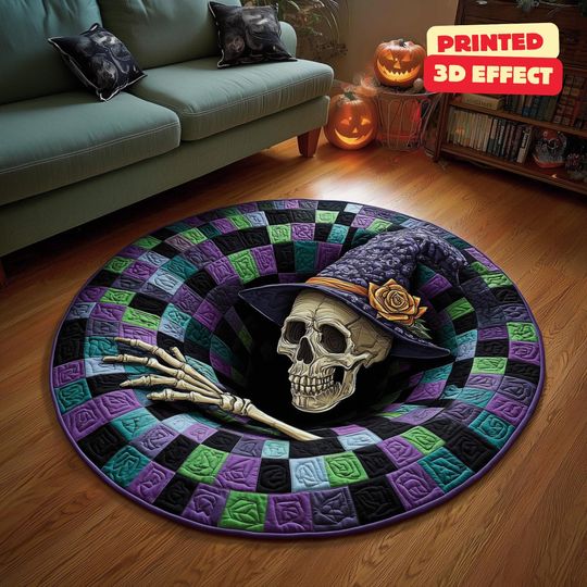 Discover Halloween Skeleton Snare 3D Printed Rug, Halloween Skeleton Welcome Mat, Skeleton Indoor Rug Decor, Halloween Fall Home Decor,Halloween Gift