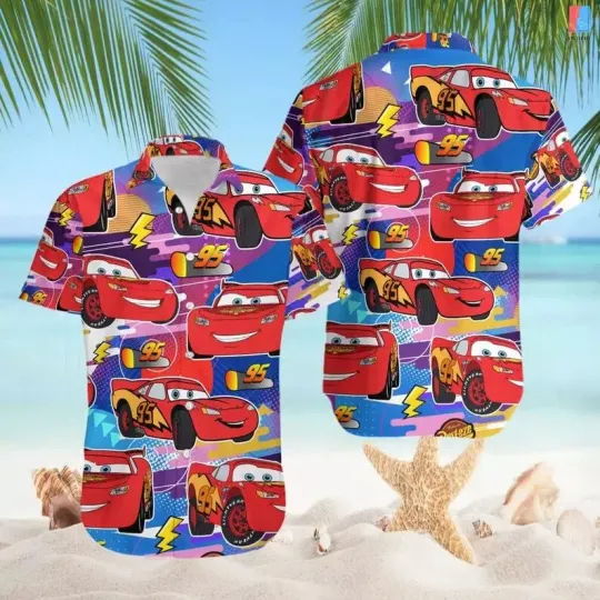 Discover Disney I'm A Big Fan Of Lightning McQueen Cars Cartoon Retro Hawaiian Shirt