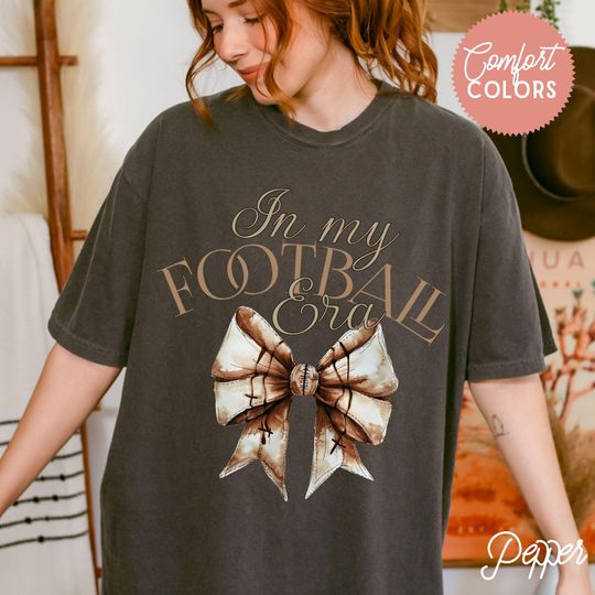 In My Football Era Shirt, Retro Football Fan Tee, Women Game Day Shirt, Football Mama Gift, Cute Football Bow Shirt