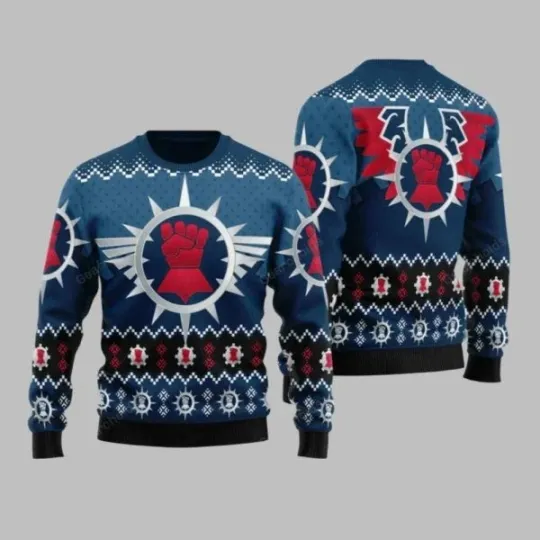 Discover 2025 Christmas Warhammer Crimson Fists Iconic Ugly Christmas Sweater