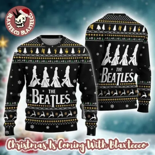 The Beatles Abbey Road Retro Xmas Gifts For Family Ugly Christmas Sweater 2025