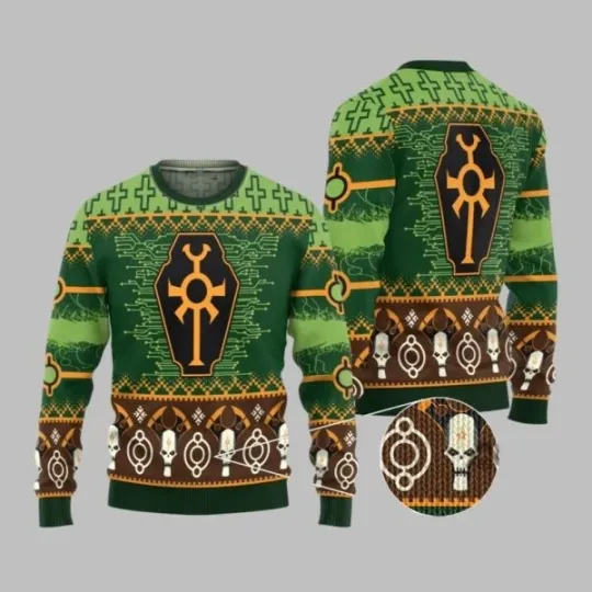 Discover 2025 Christmas Warhammer Necron Iconic Ugly Christmas Sweater