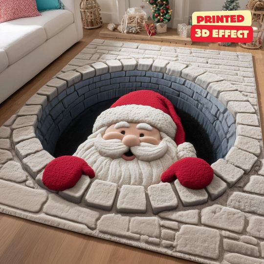 Santa Claus Christmas 3D Printed Area Rug, Christmas Rug, Christmas Decor Christmas Welcome Door Mat Winter Home Decor Christmas Decoration