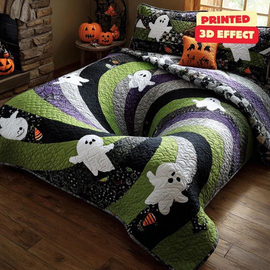 Discover Halloween Ghostly Vortex 3D Printed Blanket, Halloween Ghostly Quilt Blanket, Ghostly Vortex Indoor Blanket Decor, Halloween Fall Home Decor