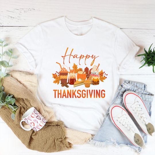 Discover Happy Thanksgiving Shirt, Funny Thanksgiving Tee, Fall Tee, Thanksgiving Family Tee, Thanksgiving Gift, Thanksgiving Coffee Tee, Pumpkin Tee