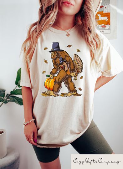 Discover Bigfoot  Turkey Pumpkin Thanksgiving Sasquatch, Thanksgiving Turkey Shirt, Happy Thanksgiving Day Gift, Thanksgiving Matching Tee