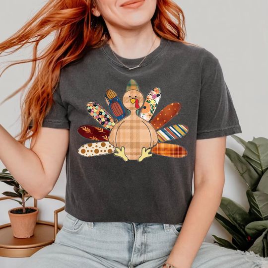 Discover Patchwork Turkey Shirt, Thanksgiving Turkey Shirt, Thanksgiving Shirt, Gift For Thanksgiving, Cute Turkey Shirt