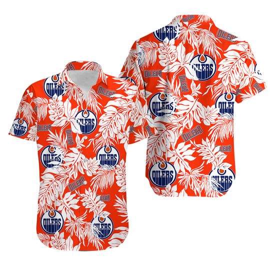 Edmonton Oilers Hawaiian Shirt Tropical Leaves For Fans Aloha Shirt Hockey Team