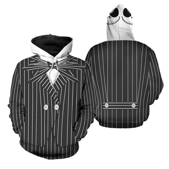 Jack Skellington Costume Hoodie, The Nightmare Before Christmas Cosplay Costume, Cartoon Character Costume Sweatshirt , All Over Print Shirt