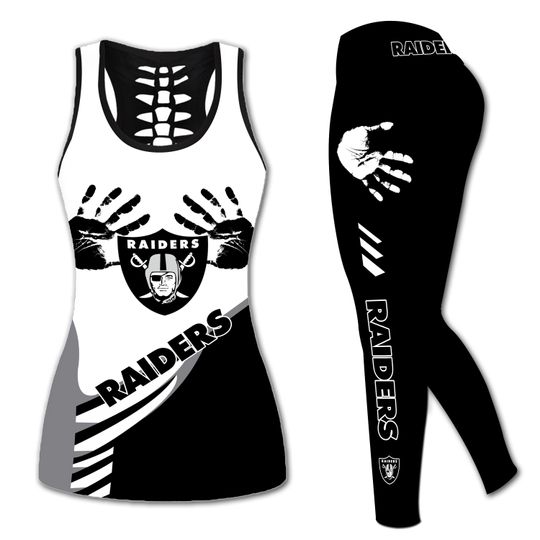 Las Vegas Raiders Hollow Tank Top Legging Set, Women Yoga Set