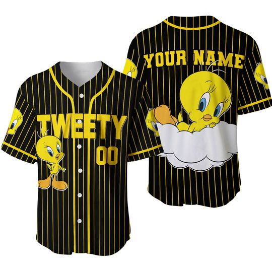 Custom Tweety Baseball Jersey, Custom Looney Tunes Tweety Shirt, Disneyland Baseball Team Outfit, Tweety Bird Jersey