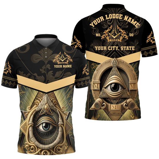 Customized Master Mason Freemasonry All Seeing Eye Polo