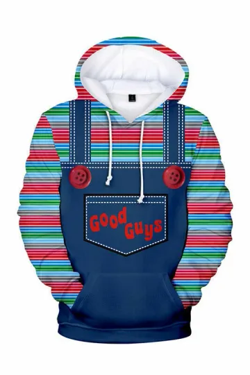 Discover Child's Play Chucky Cosplay Hoodie Outfits Pullover Printed Sweatshirt Coat